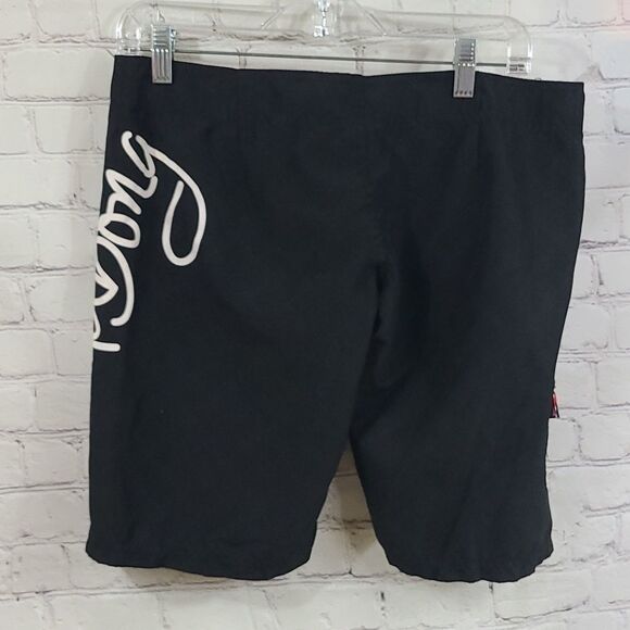 Billabong Black Boardshorts Red Trim Surfer Girl Sport Spellout Swim Shorts - Picture 7 of 10